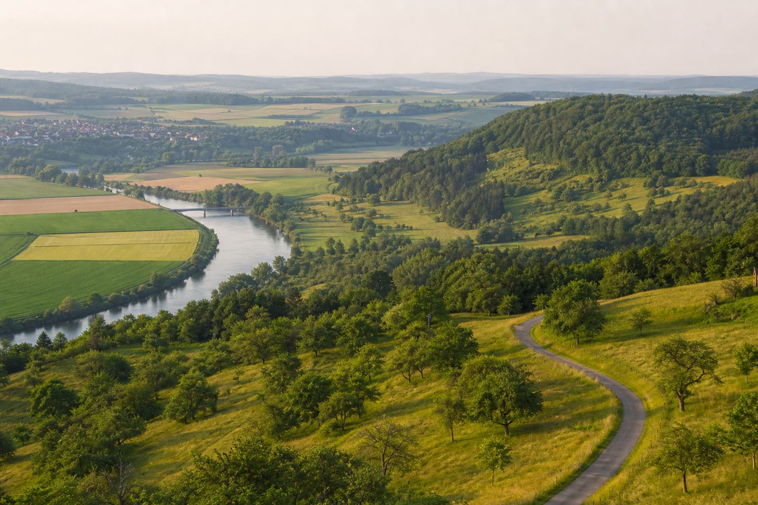 Grüne Route durch fränkische Hügel und Obstgärten